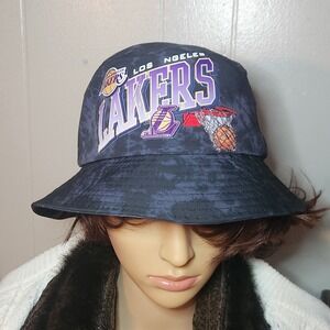 Ultra Game Los Angeles Lakers Bucket Hat Men's OSFM Tie Dye Black NBA Official